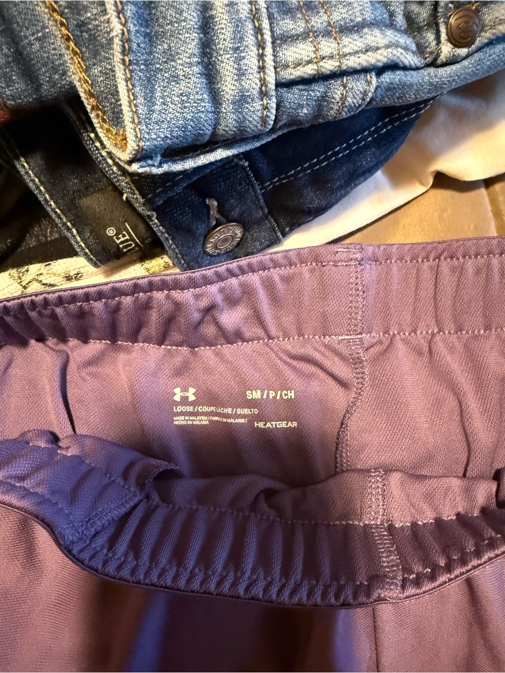 Under Armour Purple Women's Athletic Shorts with Logo Waistband - Picture 2 of 3